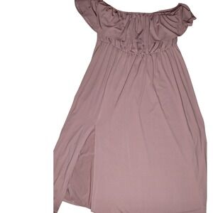 Scomchic Maxi Dress Off Shoulder Ruffle Slit‎ Evening Party 4XL Pretty in Pink